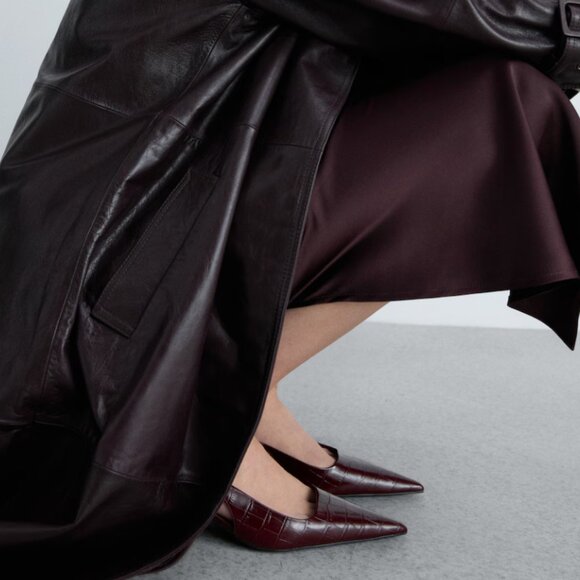 Mango Burgundy Croc-Embossed Mini Bag - Picture 12 of 12